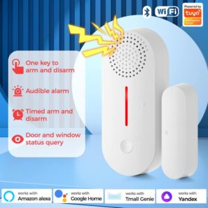 WiFi Door Window Detector with Light Sound Alarm Wireless Door Alarm Sensor for Home Security