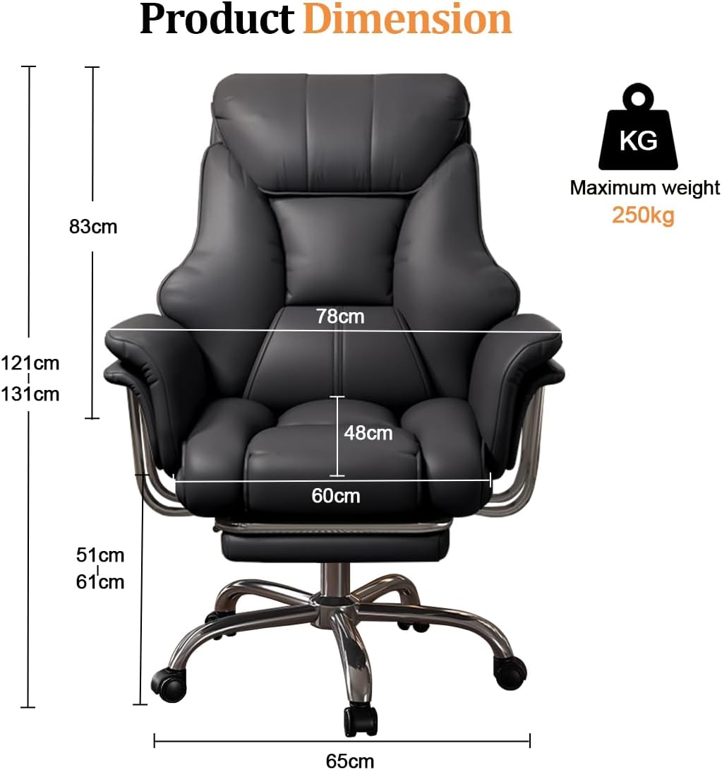 Ergonomics Office Chair Wide Leather Executive Chair with Retractable Footrest, Heavy-Duty - Image 2